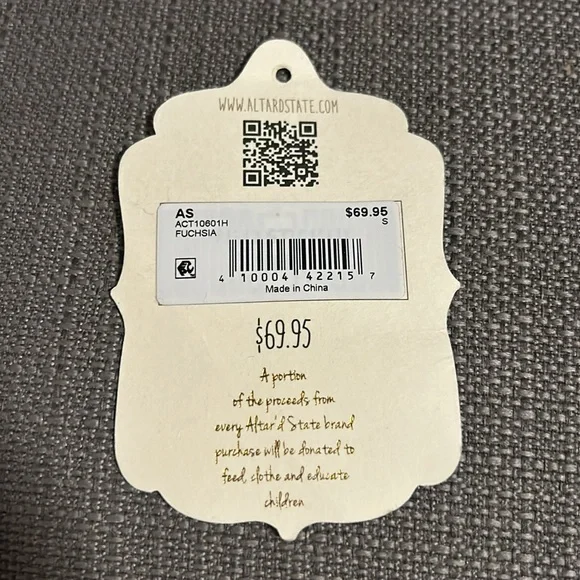 Altar'd State Fuchsia Satin Checkered Blouse - Picture 7 of 7